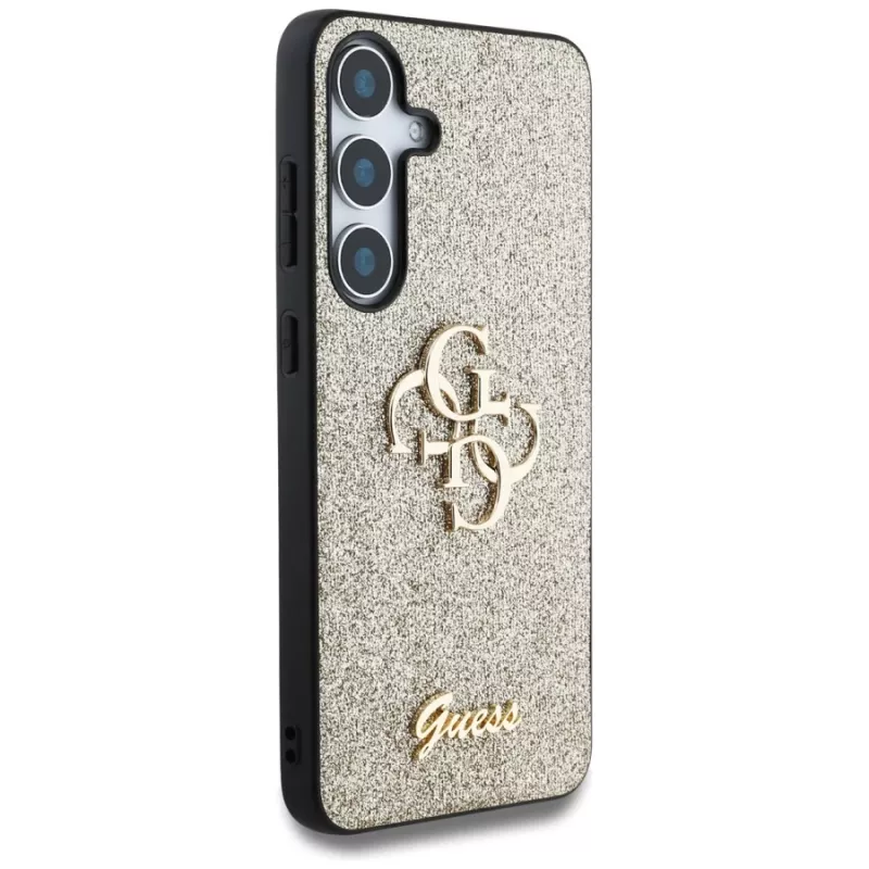 Guess Fixed Glitter Big 4G Metal Logo Back Cover voor Samsung Galaxy S25 - goud