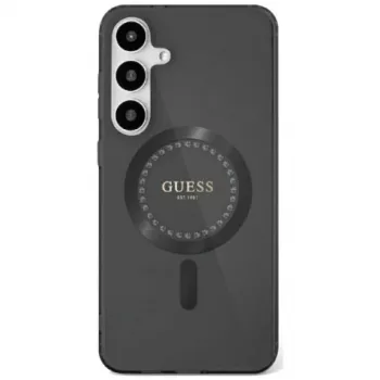 Guess Rhinestones Printed Classic Logo MagSafe Case voor Samsung Galaxy S25 (zwart)