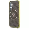 Guess 4G Glitter Triangle Buttons MagSafe Case voor Samsung Galaxy S25 (bruin)