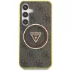 Guess 4G Glitter Triangle Buttons MagSafe Case voor Samsung Galaxy S25 (bruin)