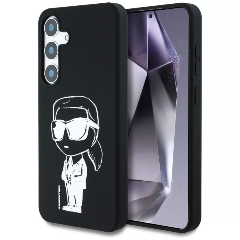 Karl Lagerfeld Silicone Graffiti Ikonik Printed Logo MagSafe Case voor Samsung Galaxy S25 zwart