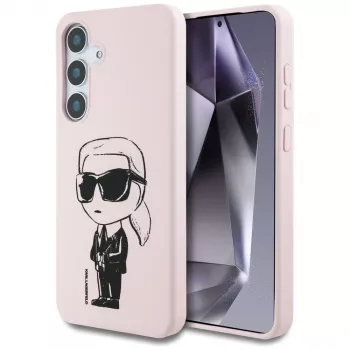 KARL LAGERFELD Silicone Graffiti Ikonik Printed Logo MagSafe Case voor Samsung Galaxy S25 - roze