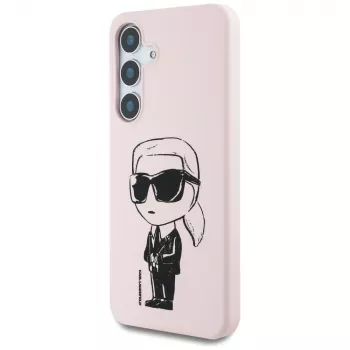 KARL LAGERFELD Silicone Graffiti Ikonik Printed Logo MagSafe Case voor Samsung Galaxy S25 - roze