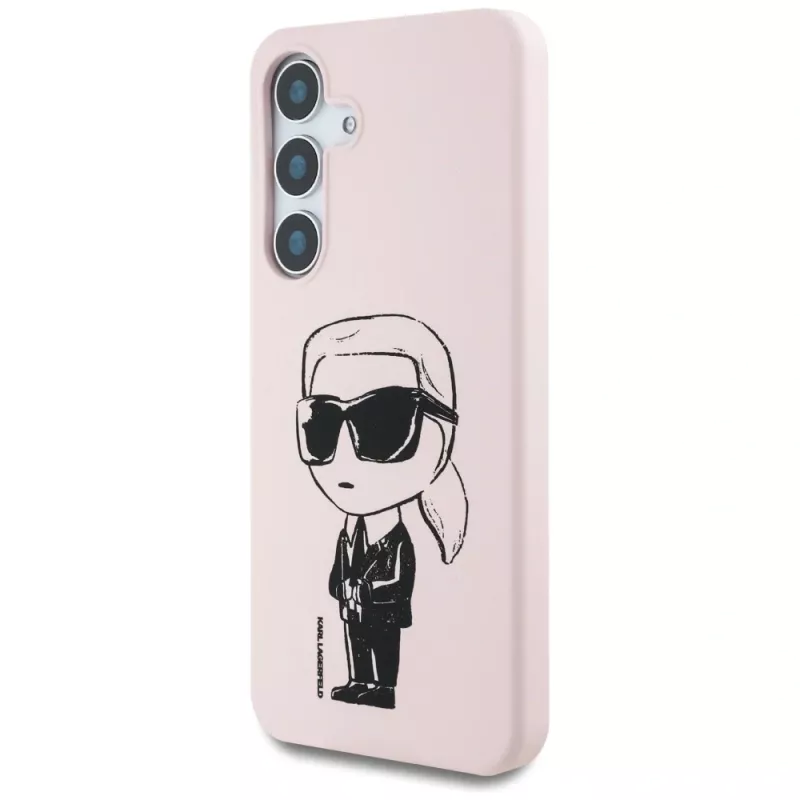 KARL LAGERFELD Silicone Graffiti Ikonik Printed Logo MagSafe Case voor Samsung Galaxy S25 - roze