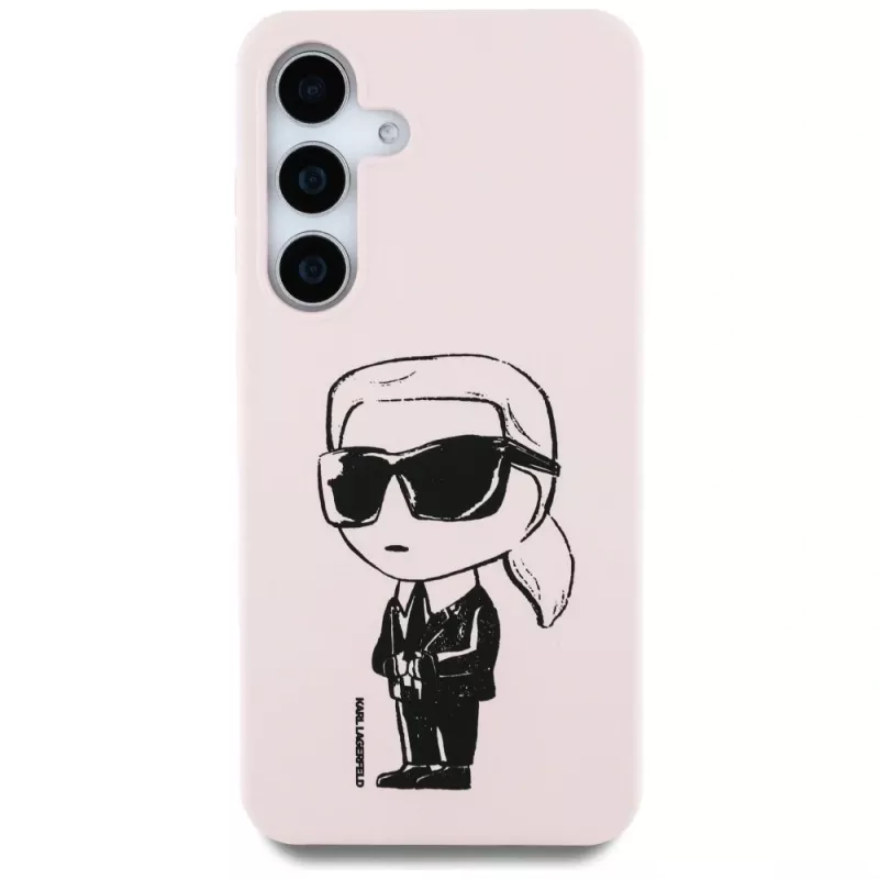 KARL LAGERFELD Silicone Graffiti Ikonik Printed Logo MagSafe Case voor Samsung Galaxy S25 - roze