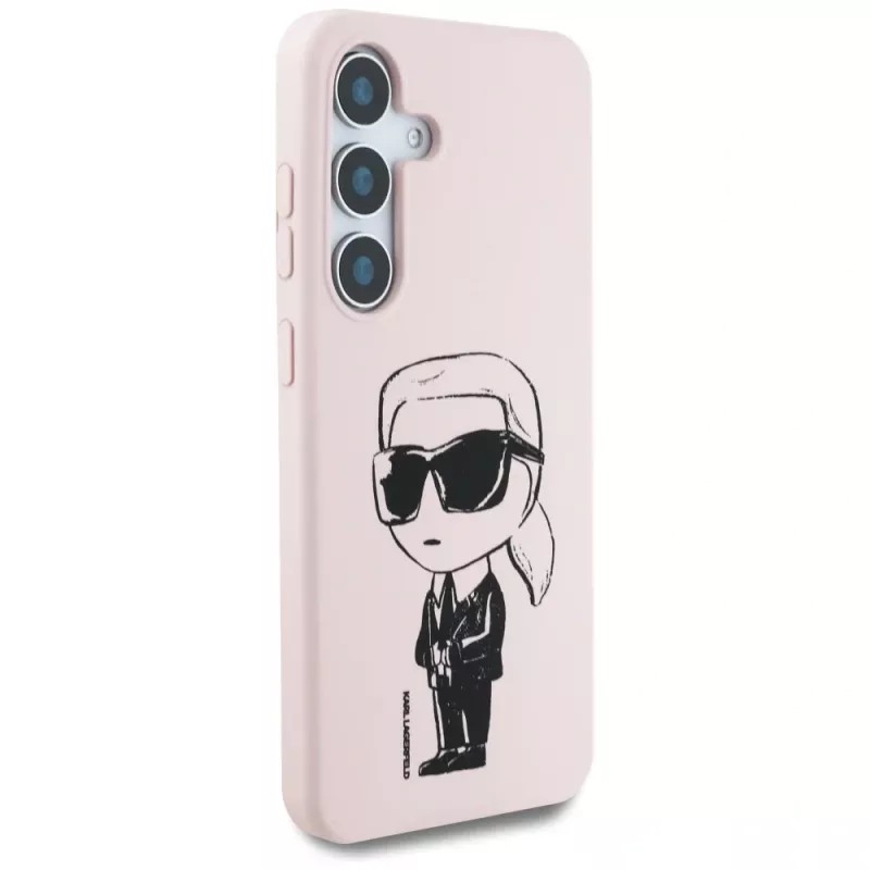 KARL LAGERFELD Silicone Graffiti Ikonik Printed Logo MagSafe Case voor Samsung Galaxy S25 - roze