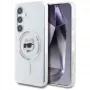 Karl Lagerfeld Button Choupette Head Printed Logo MagSafe Case voor Samsung Galaxy S25 wit