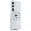 Karl Lagerfeld Button Choupette Head Printed Logo MagSafe Case voor Samsung Galaxy S25 wit