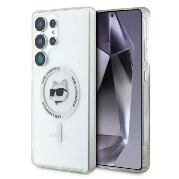 Karl Lagerfeld Button Choupette Head Printed Logo MagSafe Case voor Samsung Galaxy S25 Ultra wit