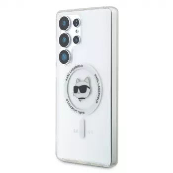 Karl Lagerfeld Button Choupette Head Printed Logo MagSafe Case voor Samsung Galaxy S25 Ultra wit