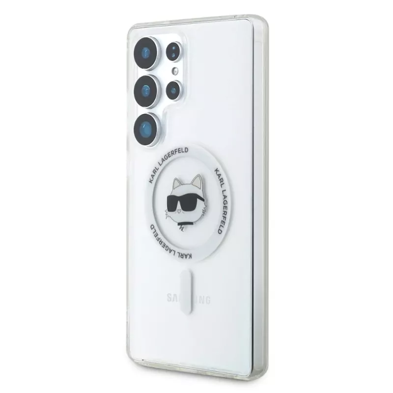 Karl Lagerfeld Button Choupette Head Printed Logo MagSafe Case voor Samsung Galaxy S25 Ultra wit