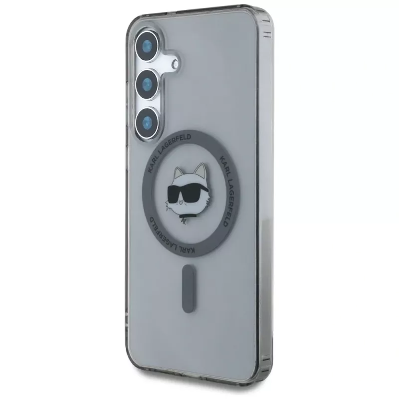 Karl Lagerfeld Button Choupette Head Printed Logo MagSafe Case voor Samsung Galaxy S25, zwart