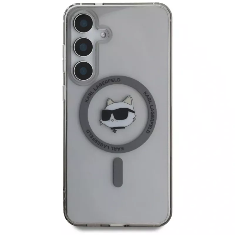 Karl Lagerfeld Button Choupette Head Printed Logo MagSafe Case voor Samsung Galaxy S25, zwart
