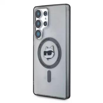 Karl Lagerfeld Button Choupette Head Printed Logo MagSafe Case voor Samsung Galaxy S25 Ultra, zwart