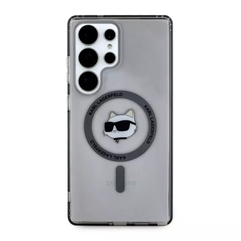 Karl Lagerfeld Button Choupette Head Printed Logo MagSafe Case voor Samsung Galaxy S25 Ultra, zwart