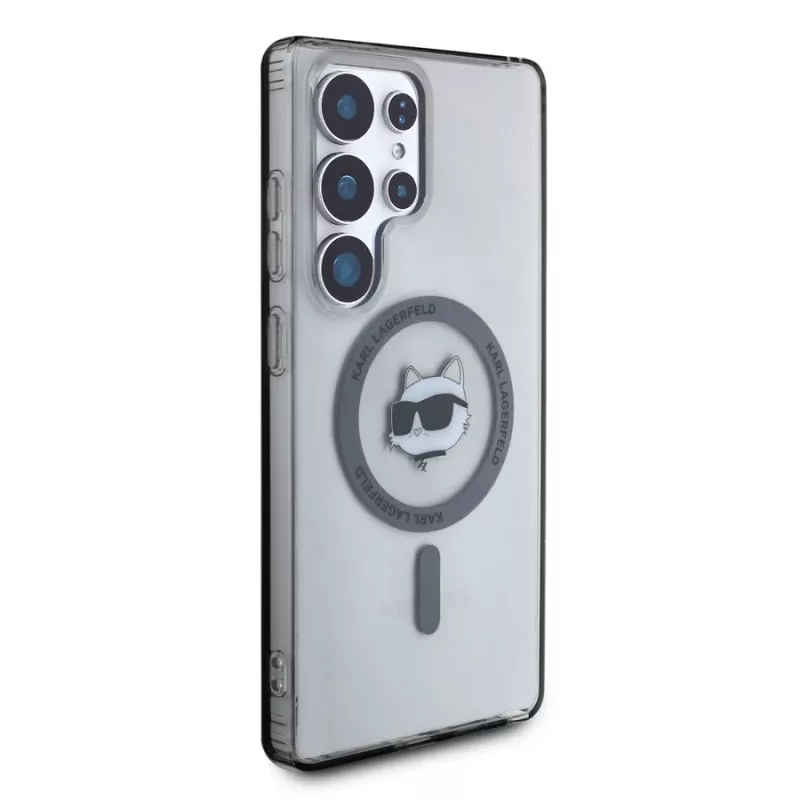 Karl Lagerfeld Button Choupette Head Printed Logo MagSafe Case voor Samsung Galaxy S25 Ultra, zwart