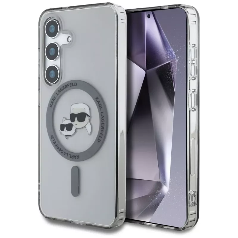 Karl Lagerfeld Button Karl & Choupette Heads Printed Logo MagSafe Case Samsung Galaxy S25 Plus zwart