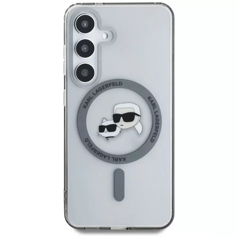 Karl Lagerfeld Button Karl & Choupette Heads Printed Logo MagSafe Case Samsung Galaxy S25 Plus zwart