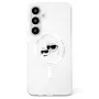 KARL LAGERFELD Button Karl & Choupette Heads Printed Logo MagSafe Case voor Samsung Galaxy S25 wit