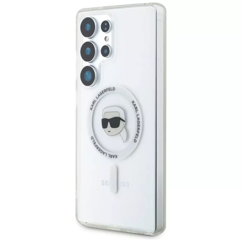 KARL LAGERFELD Button Karl Head Printed Logo MagSafe Case voor Samsung Galaxy S25 Ultra wit