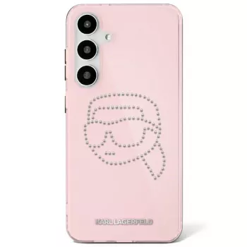 Karl Lagerfeld Rhinestones Karl Head Logo-hoesje voor Samsung Galaxy S25 (roze)
