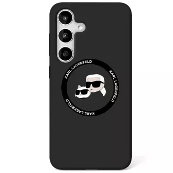 Karl Lagerfeld Silicone DoubleHeads And Circle MagSafe-hoesje voor Samsung Galaxy S25, zwart