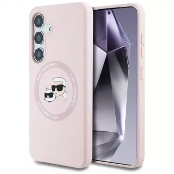KARL LAGERFELD Silicone Double Heads And Circle MagSafe-hoesje voor Samsung Galaxy S25 roze