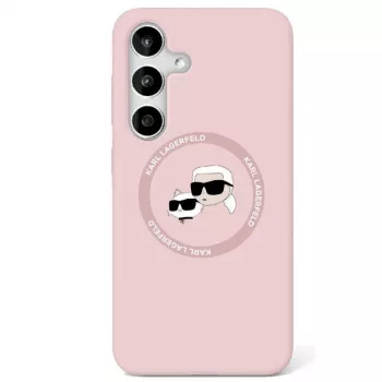 Karl Lagerfeld Silicone DoubleHeads & Circle MagSafe-hoesje voor Samsung Galaxy S25 Ultra, roze
