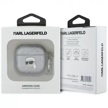 Karl Lagerfeld Monogram Karl Head-hoesje voor AirPods 4 (zilver)