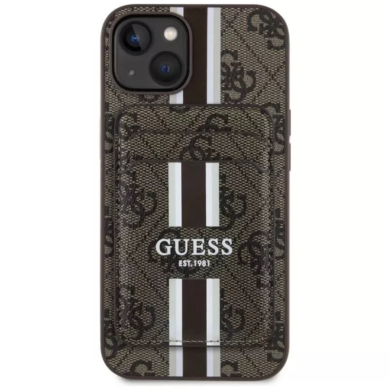 Guess 4G Stripes Wallet-hoesje met MagSafe voor iPhone 15 bruin