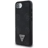 Guess Grained Hot Stamp Peony Triangle Logo MagSafe-hoesje voor iPhone 16e (zwart)