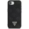 Guess Grained Hot Stamp Peony Triangle Logo MagSafe-hoesje voor iPhone 16e (zwart)