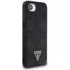 Guess Grained Hot Stamp Peony Triangle Logo MagSafe-hoesje voor iPhone 16e (zwart)