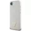 Guess Grained Hot Stamp Peony Triangle Logo MagSafe-hoesje voor iPhone 16e (beige)