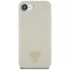Guess Grained Hot Stamp Peony Triangle Logo MagSafe-hoesje voor iPhone 16e (beige)