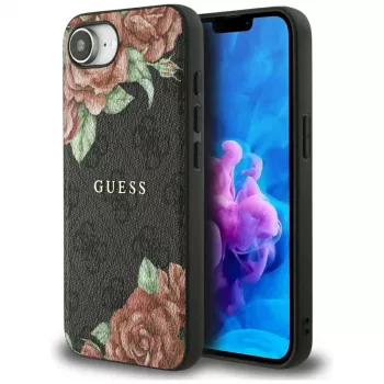 Guess 4G Flowers Print MagSafe-hoesje voor iPhone 16e / 17e zwart