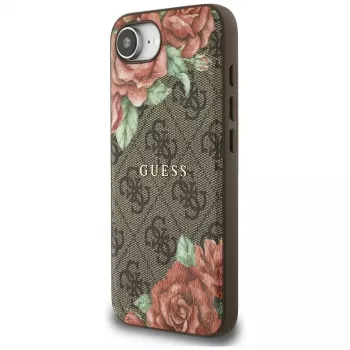 Guess 4G Flowers Print MagSafe-hoesje voor iPhone 16e / 17e bruin