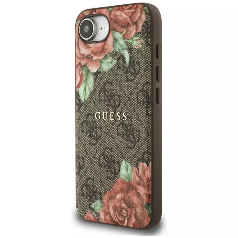 Guess 4G Flowers Print MagSafe-hoesje voor iPhone 16e / 17e bruin