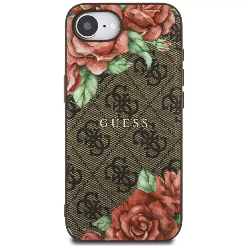 Guess 4G Flowers Print MagSafe-hoesje voor iPhone 16e / 17e bruin
