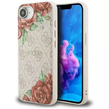 Guess 4G Flowers Print MagSafe-hoesje voor iPhone 16e / 17e roze