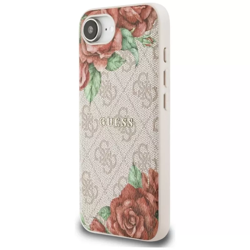 Guess 4G Flowers Print MagSafe-hoesje voor iPhone 16e / 17e roze