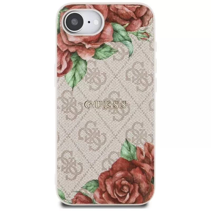 Guess 4G Flowers Print MagSafe-hoesje voor iPhone 16e / 17e roze