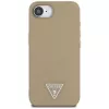 Guess Grained Triangle MagSafe-hoesje voor iPhone 16e (bruin)