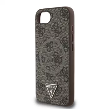 Guess 4G Ring Triangle Logo MagSafe-hoesje voor iPhone 16e (bruin)