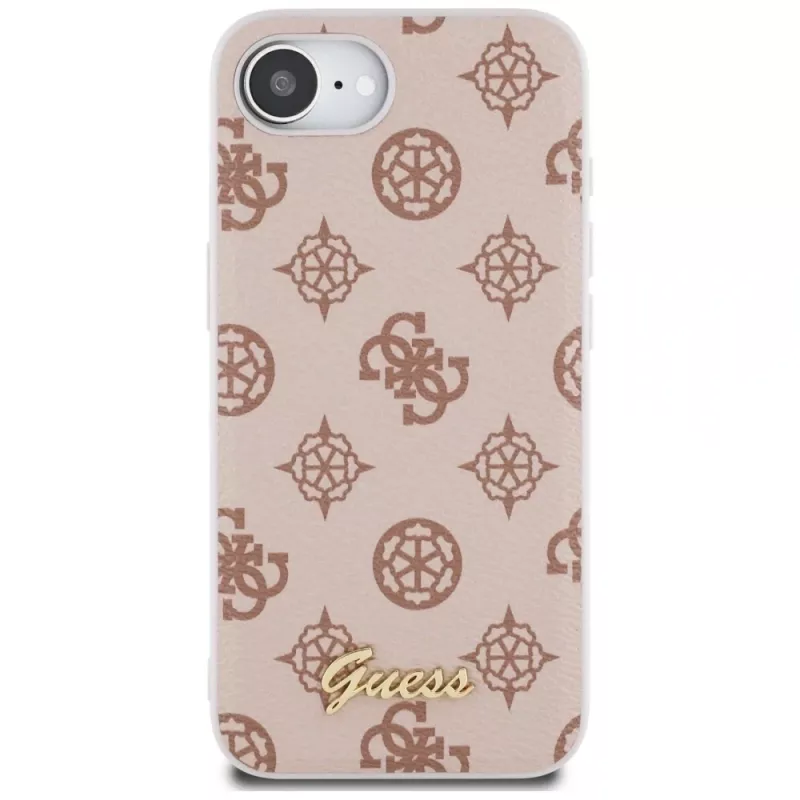 Guess Peony Script Logo MagSafe-hoesje voor iPhone 16e / 17e bruin