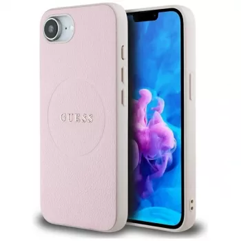 Guess Grained Ring MagSafe-hoesje voor Apple iPhone 16e (roze)