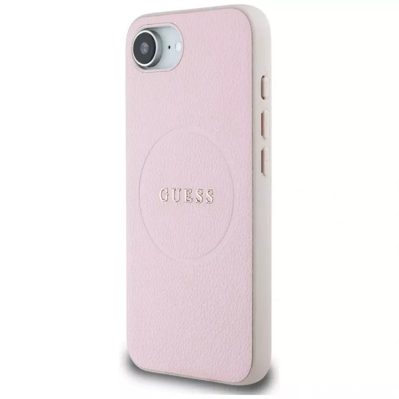 Guess Grained Ring MagSafe-hoesje voor Apple iPhone 16e (roze)
