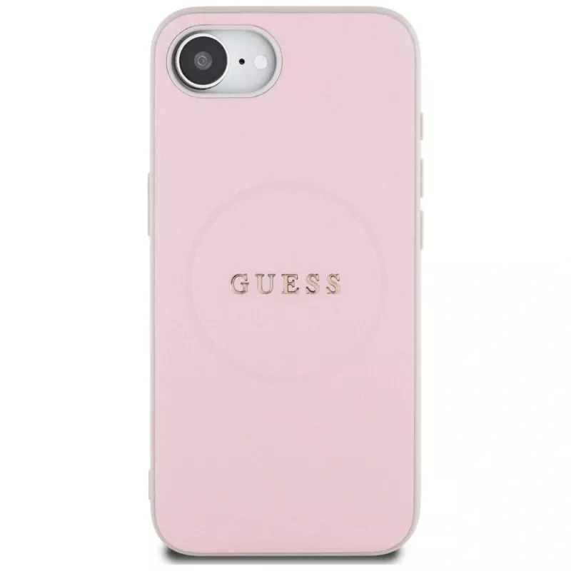Guess Grained Ring MagSafe-hoesje voor Apple iPhone 16e (roze)