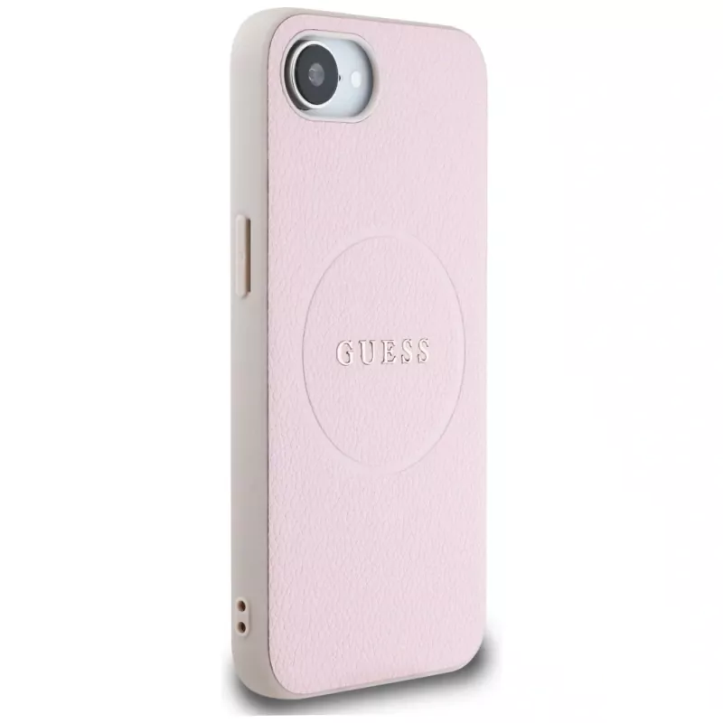 Guess Grained Ring MagSafe-hoesje voor Apple iPhone 16e (roze)