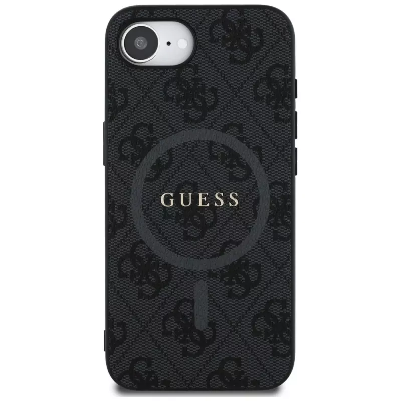 Guess 4G Ring Classic Logo MagSafe-hoesje voor iPhone 16e (zwart)